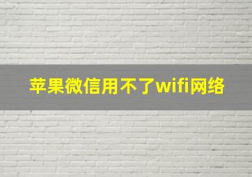 苹果微信用不了wifi网络