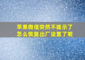 苹果微信突然不提示了怎么恢复出厂设置了呢