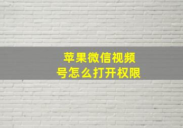 苹果微信视频号怎么打开权限