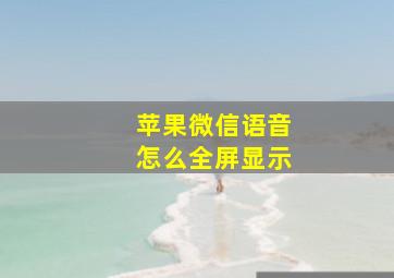 苹果微信语音怎么全屏显示