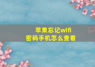 苹果忘记wifi密码手机怎么查看