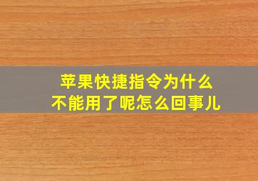 苹果快捷指令为什么不能用了呢怎么回事儿