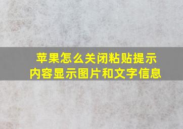 苹果怎么关闭粘贴提示内容显示图片和文字信息