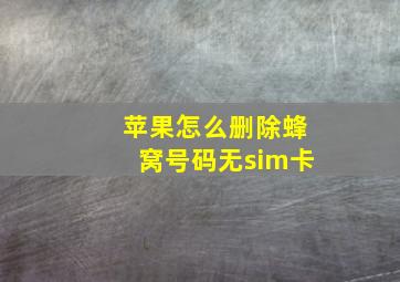 苹果怎么删除蜂窝号码无sim卡