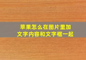 苹果怎么在图片里加文字内容和文字框一起