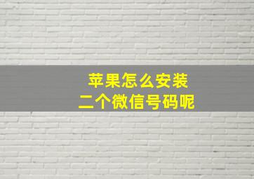 苹果怎么安装二个微信号码呢