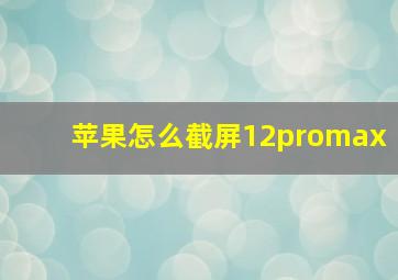 苹果怎么截屏12promax