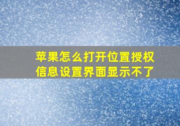 苹果怎么打开位置授权信息设置界面显示不了