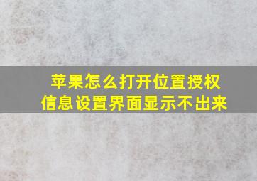 苹果怎么打开位置授权信息设置界面显示不出来