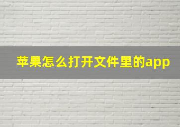 苹果怎么打开文件里的app