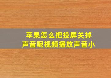 苹果怎么把投屏关掉声音呢视频播放声音小