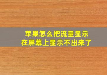 苹果怎么把流量显示在屏幕上显示不出来了