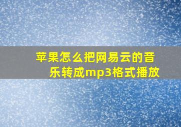 苹果怎么把网易云的音乐转成mp3格式播放