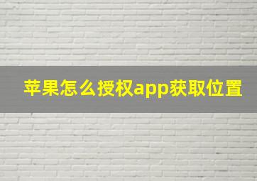 苹果怎么授权app获取位置