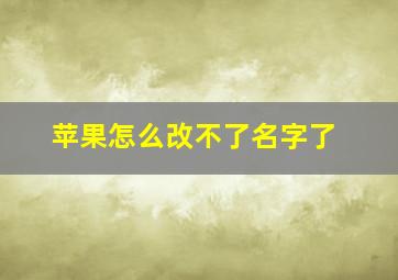 苹果怎么改不了名字了