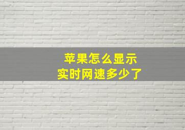 苹果怎么显示实时网速多少了