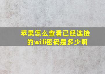 苹果怎么查看已经连接的wifi密码是多少啊