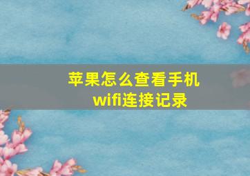 苹果怎么查看手机wifi连接记录