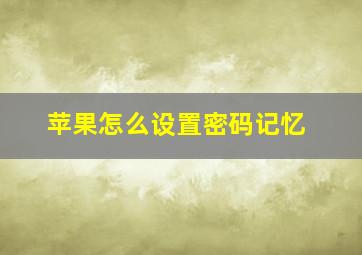 苹果怎么设置密码记忆