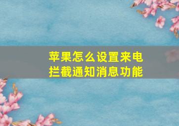 苹果怎么设置来电拦截通知消息功能