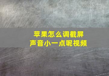 苹果怎么调截屏声音小一点呢视频