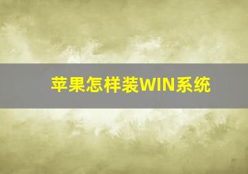 苹果怎样装WIN系统