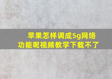 苹果怎样调成5g网络功能呢视频教学下载不了