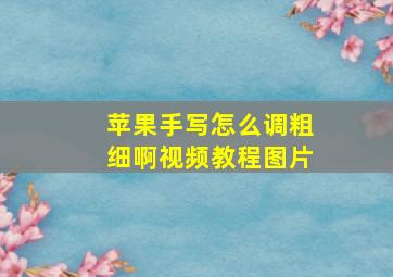 苹果手写怎么调粗细啊视频教程图片