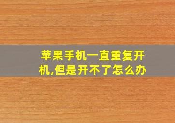 苹果手机一直重复开机,但是开不了怎么办