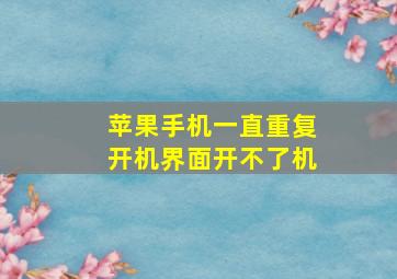 苹果手机一直重复开机界面开不了机