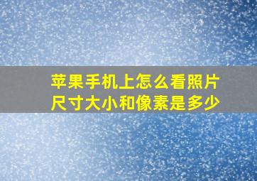 苹果手机上怎么看照片尺寸大小和像素是多少