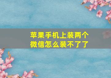 苹果手机上装两个微信怎么装不了了