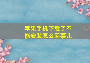 苹果手机下载了不能安装怎么回事儿