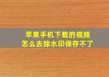 苹果手机下载的视频怎么去除水印保存不了