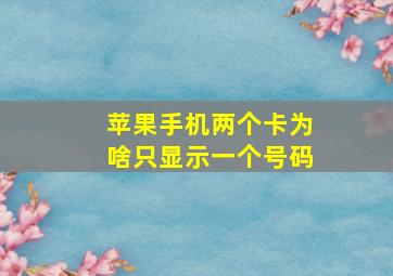 苹果手机两个卡为啥只显示一个号码