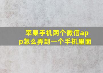 苹果手机两个微信app怎么弄到一个手机里面