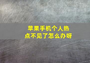 苹果手机个人热点不见了怎么办呀