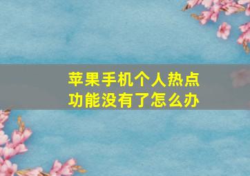 苹果手机个人热点功能没有了怎么办