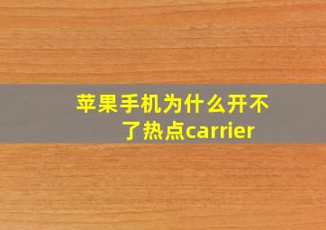 苹果手机为什么开不了热点carrier