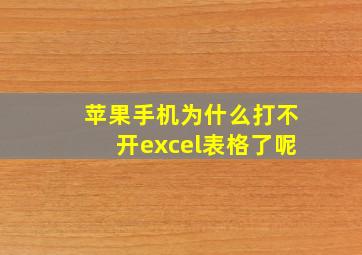 苹果手机为什么打不开excel表格了呢