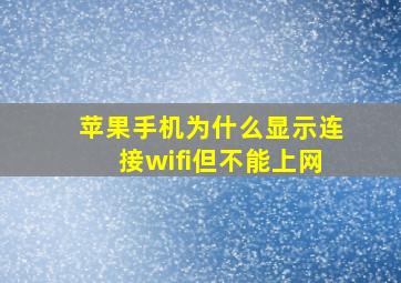 苹果手机为什么显示连接wifi但不能上网