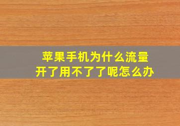 苹果手机为什么流量开了用不了了呢怎么办