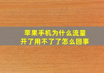 苹果手机为什么流量开了用不了了怎么回事