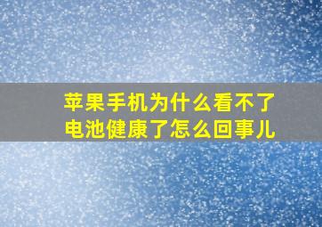 苹果手机为什么看不了电池健康了怎么回事儿