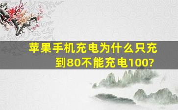 苹果手机充电为什么只充到80不能充电100?