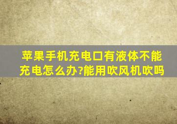 苹果手机充电口有液体不能充电怎么办?能用吹风机吹吗