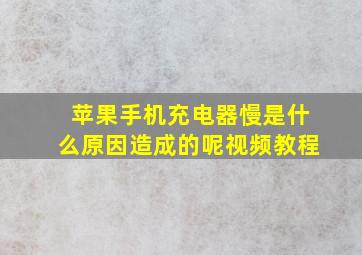 苹果手机充电器慢是什么原因造成的呢视频教程