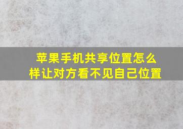 苹果手机共享位置怎么样让对方看不见自己位置