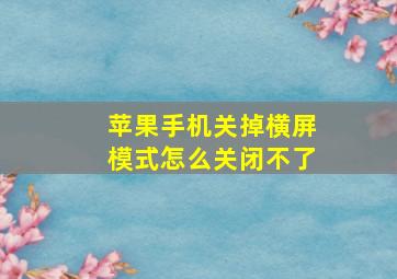 苹果手机关掉横屏模式怎么关闭不了