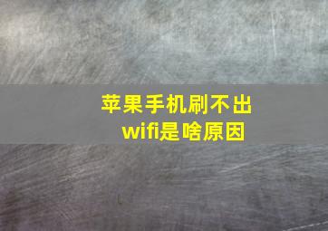 苹果手机刷不出wifi是啥原因